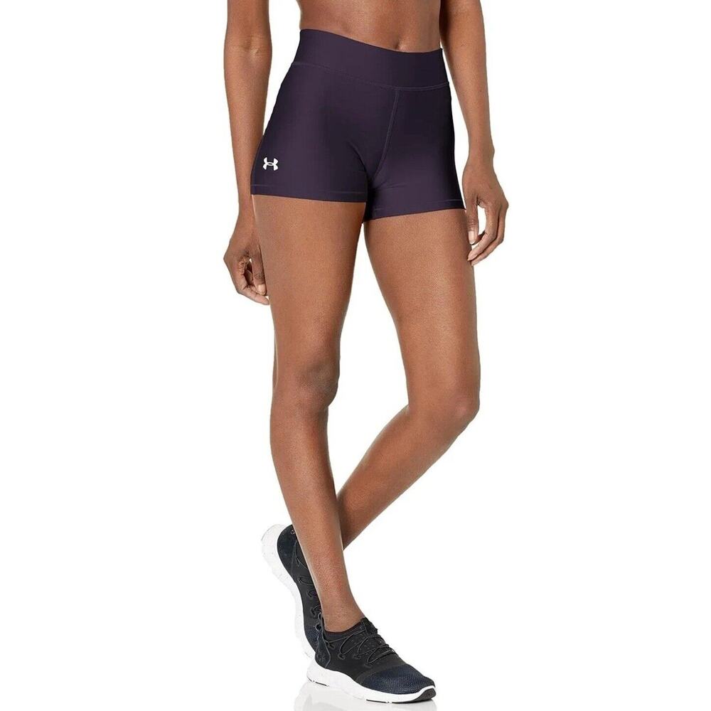 Under armour Compression Shorts Womens XS Mid Rise 3 Inch Shorty Purple NEW $30